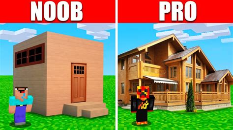 Noob Vs Pro Realistic Minecraft House Build Battle Preston Youtube