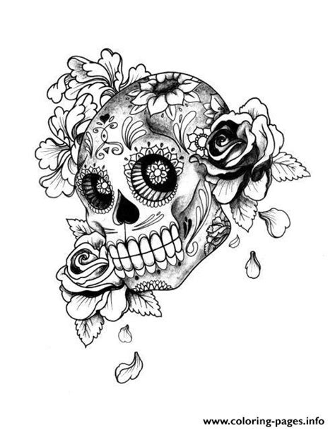 Adult Halloween Sugar Skull Coloring Page Printable