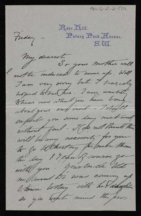 Letter From Stanhope Forbes To Elizabeth Armstrong Addressed Rose Hill