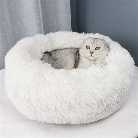 2021 50cm 70cm Long Plush Super Soft Pet Bed Kennel Dog Round Cat