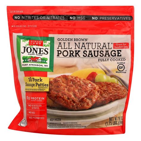 Jones Dairy Farm Sausage Patties Pork Golden Brown