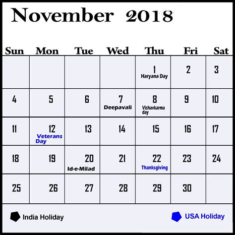 Month Of November Calendar