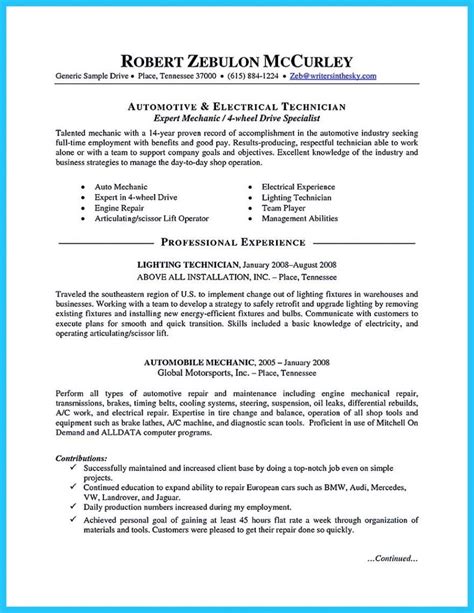 Printable Auto Mechanic Resume Template Word Sample Resume Objective