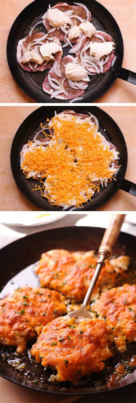 Pork chops might not steal the slimming protein spotlight the way chicken does. Cheddar Baked Pork Chops are a delicious and very simple main dish. Baked pork chops have so ...