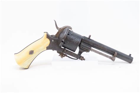 Liege Proofed Folding Trigger Pinfire Double Action Revolver 824 C