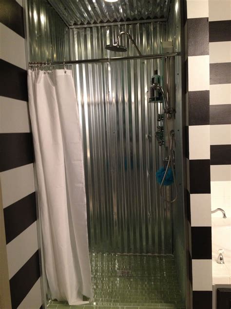 Outdoor Shower Corrugated Metal Tin Shower Walls Tiny House Shower