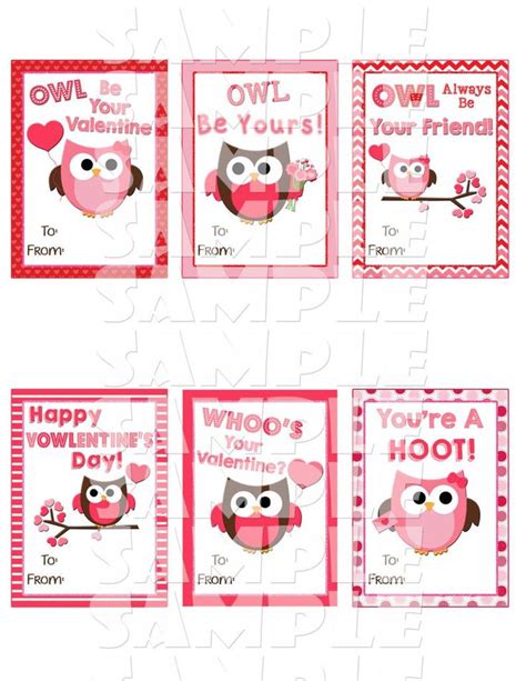 Owl Valentines Printable Owl Valentine Cards Classroom Etsy Owl