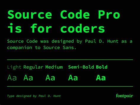 Source Code Pro Free Monospace Font Fontpair