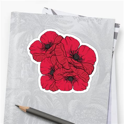 Poppy Sticker By Evasabrekova Redbubble