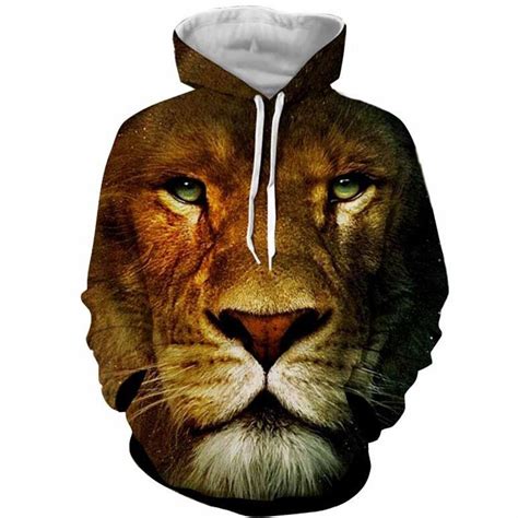 Cloudstyle 3d Print Hoodies Men Clothes 2019 Lion Long Sleeves Casual