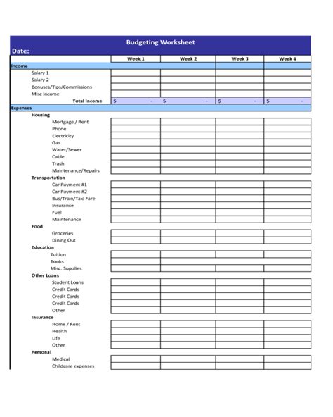 Bi Weekly Budget Template Fillable Printable Pdf Forms Porn