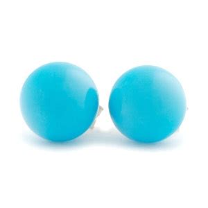 Mm Sleeping Beauty Turquoise Ball Stud Post Earrings Solid