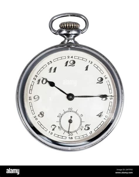 Vintage Pocket Watch With White Dial Isolated On White Background Stock