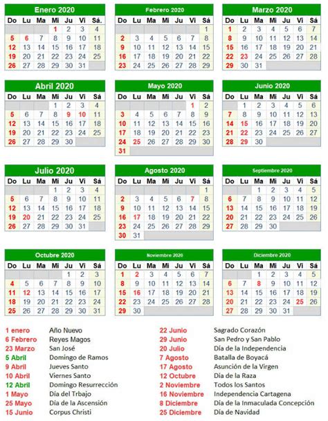 Calendario 2020 Y 2021 Colombia Con Festivos Calendario 2019