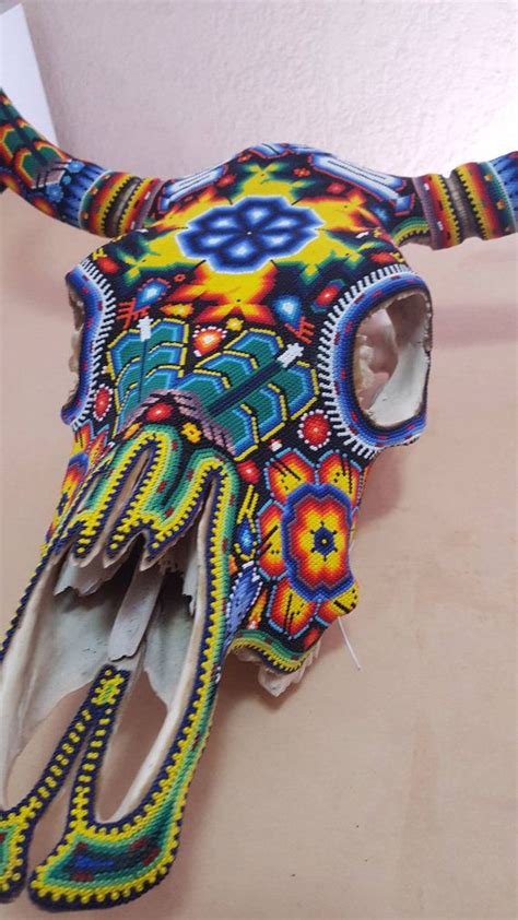 Cow Skull Huichol By Ceibartehuichol On Etsy Cow Skull Skull Cow