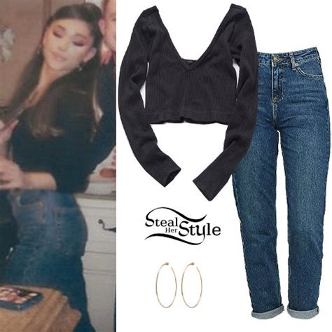 Ariana Grande Black Top Blue Jeans Steal Her Style