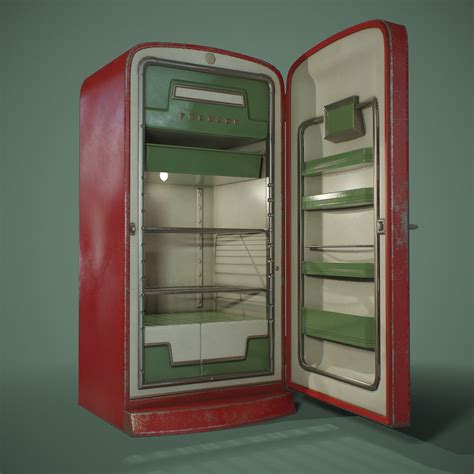 3d Model Pbr Retro Refrigerator Vr Ar Low Poly Cgtrader
