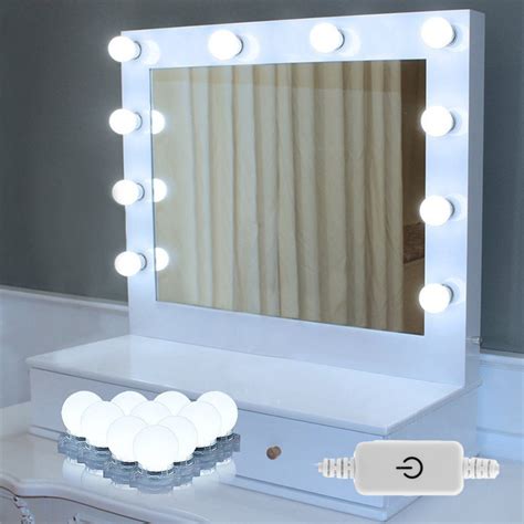 You need a mirror to apply makeup properly. Hollywood Style LED Vanity Mirror Lights 10 LED Bulbs Kit ...