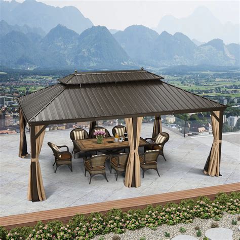 Purple Leaf Outdoor Hardtop Gazebo Double Roof Permanent Awning