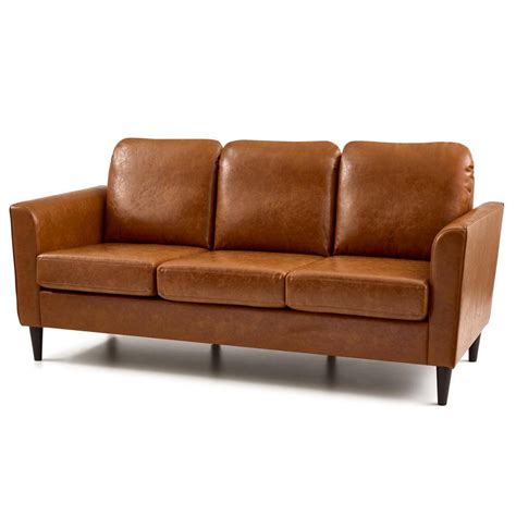 Brookside Clara 7283 In Camel Faux Leather Upholstered 3 Seater