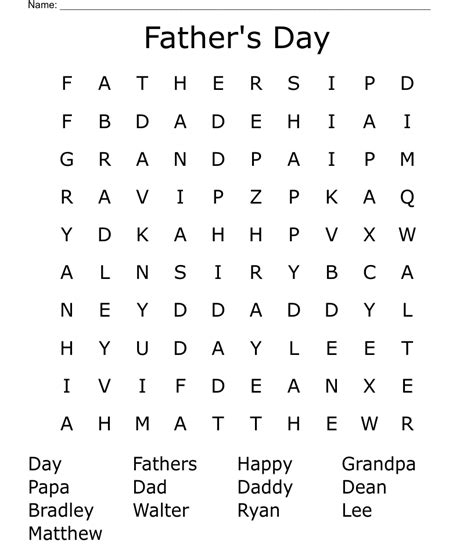 Fathers Day Word Search Wordmint