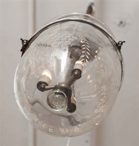 Etched Clear Glass Bell Jar Pendant Light Olde Good Things