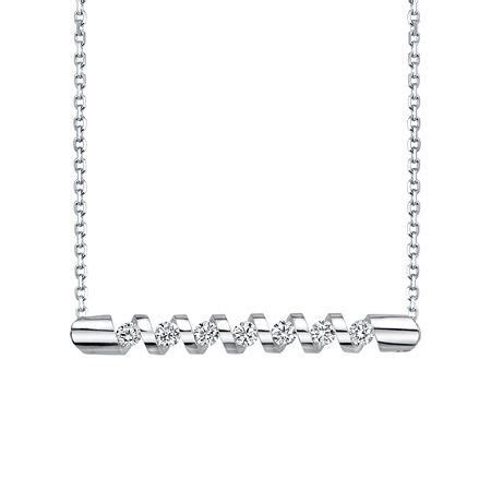 Spiral Womens CT T W Genuine White Diamond K Gold Bar Pendant Necklace One Size