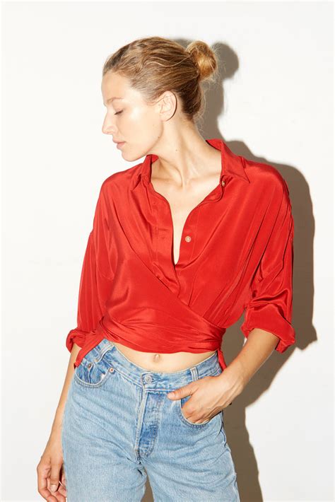 Passion Red Silk Lola Blouse Datura