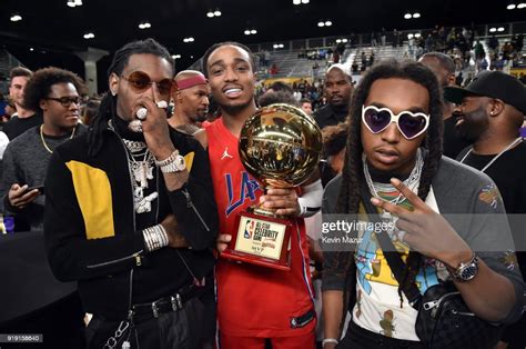 Recording Artists Offset Quavo Takeoff Of Migos Pose During The Nba News Photo Getty Images