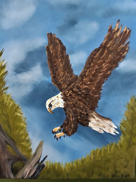 Pintura Al óleo 16 X 12 Águila Etsy