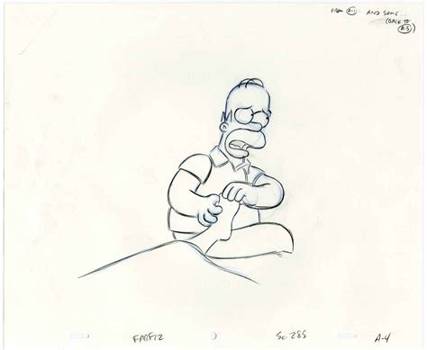 the simpsons production drawing homer gives marge a foot rub in a scene from season 15 s my
