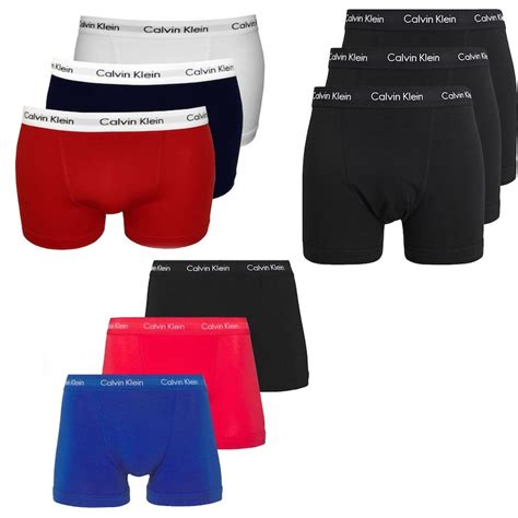 Calvin Klein Mens Boxers Trunk Underwear 3 Pack Cotton Stretch White