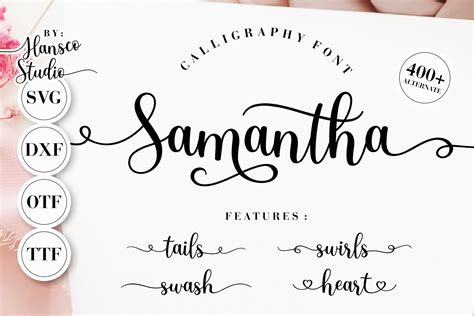 Samantha Calligraphy Font Cursive Font Svg Dxf Otf Ttf Etsy Canada