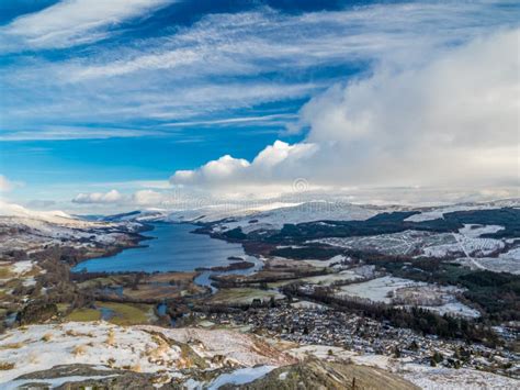 Panoramic Views Over Loch Tay In Winter Above Killin Scotland Stock
