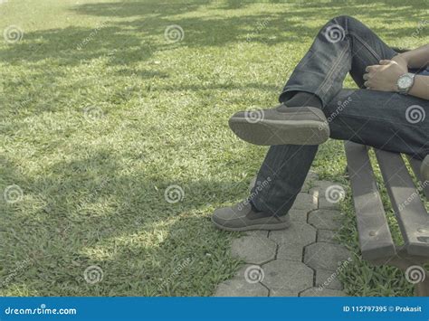 Sad Man Sitting Alone In The Park Stock Image Image Of Park Casual
