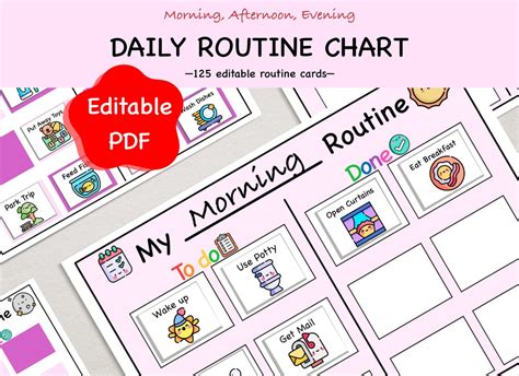 Editable Daily Routine Chart To Do List Printable Daily Etsy