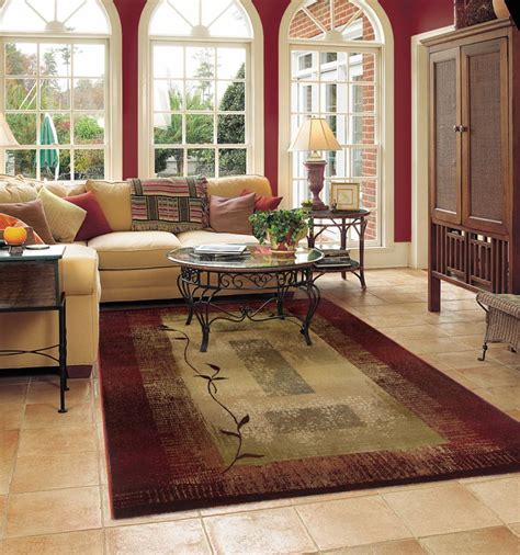Beautiful Floral Burgundy Cream Rug For Living Room Living Room Area Rugs