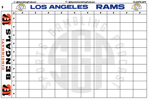 Printable Super Bowl 56 Squares Grid Cincinnati Bengals Vs Los