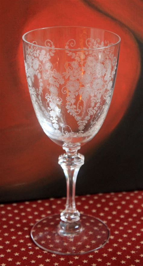 Vintage Fostoria Crystal Glasses Etched Floral Pattern Wine Etsy