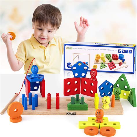 Buy Appyhut Wooden Shape Sorter Stacker Toddlers Puzzles Toy Montessori