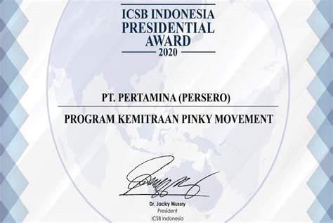 Pinky Movement Pertamina Raih Penghargaan Icsb Indonesia Republika Online