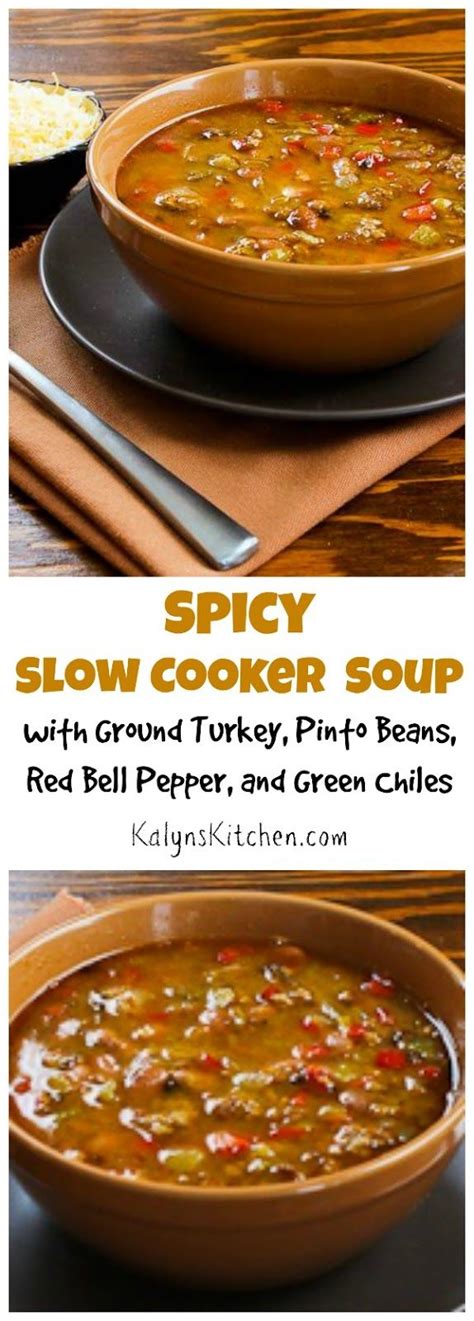 You could also use ground chicken or ground beef. Spicy Slow Cooker Soup with Ground Turkey, Pinto Beans ...