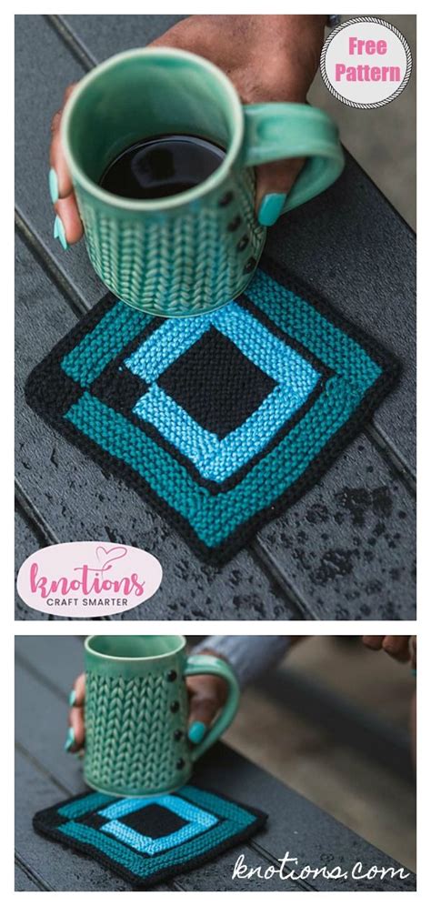 Diy chocolate pattern knitted coasters (via purlbee). Square Coasters Free Knitting Pattern | Knitting patterns ...