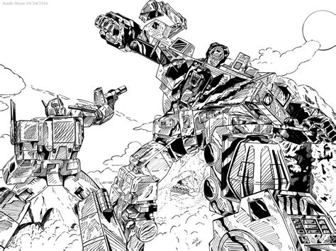 Transformers Optimus Prime Vs Devastator Ink By Keithmeyerart On
