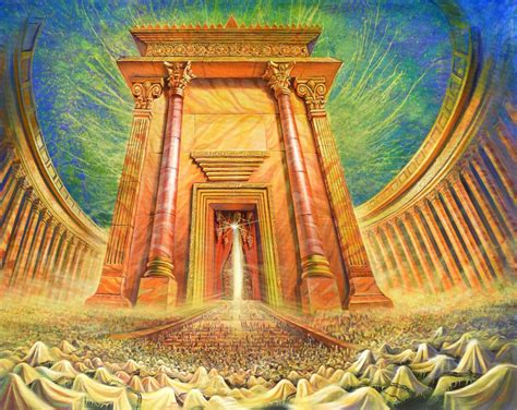 Original Oil Painting Rebuilt Temple Welcomes The Sons Of Israel By