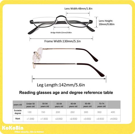 kokobin half reading glasses 2 pairs half rim metal frame glasses spring hinge readers for men