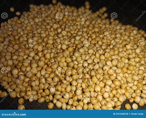 Sourghum Seeds Or Jawar Grain Seeds Yellow Grain On Black Background