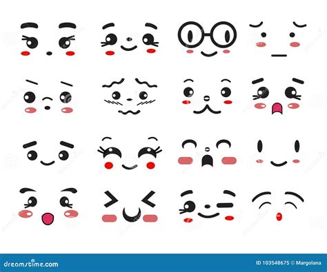 Émoticônes Mignonnes De Sourire De Kawaii Et Emoji Japonais Danime