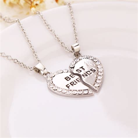 Diamond Bff Best Friends Friendship Heart Pendant Necklaces Retailite