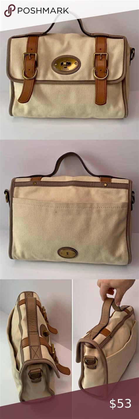 Fossil • Long Live Reissue Canvas Carryall Bag Brown Leather Bag